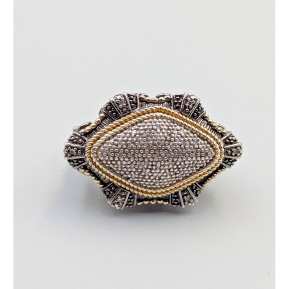 Elizabeth Adams Collection Sterling Silver 925 Pave Diamonds Statement Ring Sz 6 - Picture 4 of 16